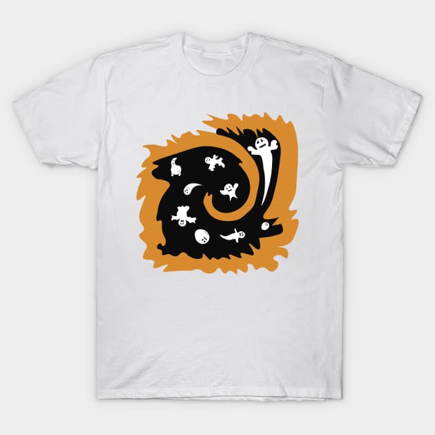 Black And Orange Whirlwind Of Ghosts T-Shirt by RPMELO